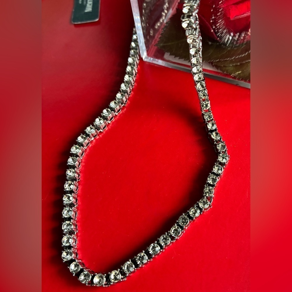 True Religion Silver Rhinestone Tennis Necklace - Picture 6 of 7